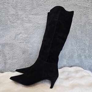 J. Crew Stevie Black Suede Knee High Kitten Heel Boots Women's Size 9 NEW  CC068